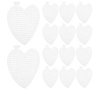 20 Pièces Feuille de Canevas Cœur en Plastique Blanc pour | Maille PE Légère, Forme Prédécoupée Oreille, Grille Précise pour Points et Fils, Lot Créatif