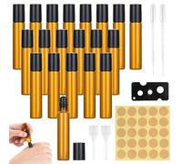 20 Pièces Flacon Roll On Vide 10ml, Brun Roll On Huiles Essentielles Vide, Flacon Roller avec Bille en Verre avec Décapsuleur, Compte-Gouttes et Autocollant pour Huiles Essentielles