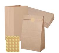 20 Pièces Grands Pochette Cadeau, 28 x 15 x 9 cm Sac Papier Kraft Avec 20 Autocollants Pour Carnaval Mariage Anniversaire Pâques