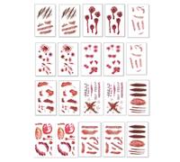 20 Pièces Halloween Tatouage Enfant, Tatouage Cicatrice Blessure Stickers, Tatouage Ephemere Homme, Tattoo Halloween pour Visage,Spécial FX Costume Maquillage Accessoire