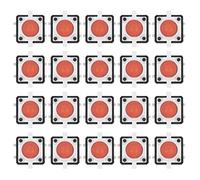 20 pièces, interrupteur à bouton-poussoir tactile 12 x 12 x 7,3 mm, interrupteur tactile momentané à LED, 6 broches de qualité industrielle avec résistance aux hautes températures, (Rouge)