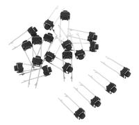 20 Pièces Interrupteur Momentané Tactile Rond 2 Broches | Bouton-poussoir Micro Noir, Plastique et Cuivre, Installation Facile, pour Breadboards et Projets Stem