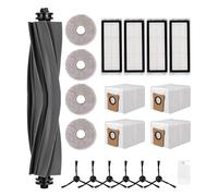 20 Pièces Kit Accessoires de Rechange Compatible Dreame L20 Ultra,1 Brosse Principale, 4 Filtres, 6 Brosses de Bord, 4 Chiffons, 4 Sacs à Poussière, 1 Brosse de Nettoyage