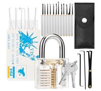 20 Pièces Kit de Crochetage Serrure, Lock Picking Kit Outils de D'entraînement avec 1 Serrure Transparente, Lockpicking avec Lot Carte De Crédit, Clef Passe Partout pour Serruriers Débutant et Pro