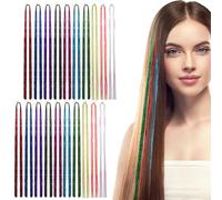 20 Pièces Kit de Guirlandes pour Cheveux de Fée 90 CM | Fibres Synthétiques Brillantes, Dix Couleurs Assorties, pour Tresses et Queues de Cheval, à Couper