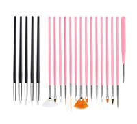 20 Pièces Kit de Stylos pour Nail Art en Silicone, Pinceau Liner | Rose et Noir, Plastique et Nylon, Détails Précis, Motifs Spéciaux, pour Manucure et Décoration D'ongles