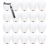 20 pièces Lanterne Volante Chinoise 100% biodégradable Papier Blanc, Blanche lampion Volant, idéal pour Vos événements Mariage fêtes Nouvel an, Respectueux de l'environnement