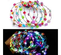 20 Pièces LED Bandeau Fleur, Bandeau Guirlande de Fleurs LED Colorées avec 3 Modes D'Éclairage, Couronne Fleur Cheveux,pour Mariages, Fêtes, Festivals, Anniversaires
