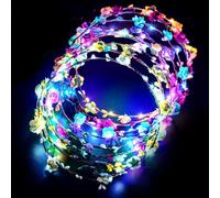 20 Pièces LED Bandeau Fleur, Bandeau Guirlande de Fleurs LED Colorées, Couronne Fleur Cheveux avec 3 Modes D'Éclairage, Lumineux Coiffure Bandeau Floral pour Mariages, Fêtes, Festivals, Anniversaires