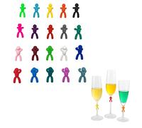 20 Pièces Marque Verres Colorés, Marqueurs de Tasse Réutilisable Identificateurs de Verre Coupe, Gel de Silice Bière Marqueurs de Boisson pour Verre à Champagne, Verre à Cocktail, Verre à Boire