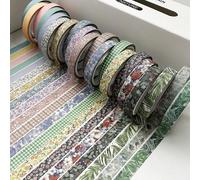 20 pièces Masquage de ruban adhésif en papier Washi mince 7 mm x 3 m Ensemble multi motifs Stickers de décoration de cadeau de ruban adhésif pour masquer, ruban de livre manuel, ruban de papier rétro,