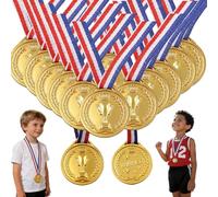 20 Pièces Médailles d'Or en Plastique Récompenses Gagnantes, Medaille d'or avec Rubans de Cou, pour Le Sport, Les Fêtes, Style Olympique, pour Compétition Récompenses Thème Sport Day