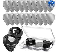 20 Pièces Médiators en Métal et Porte de Médiator 2 Porte-Autocollants Noir 20 Pièces Médiators 1 Coffret de Rangement, Facile à Coller Convient à la Guitare/Guitare Électrique/Basse/Ukulélé