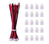20 Pièces Micro JST PH 2.0 2-Broches Connecteur Plug Mâle et 20 Pièces 10 cm Fil de Câble en Silicone Rouge et Noir avec Connecteur Femelle