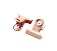 20 pièces Mini Clips bouledogue 22mm pinces à charnière en métal acier inoxydable reliure papier Photo fichier pince stationnaire pour le bureau, les notes(20pcs-rose gold-22mm)