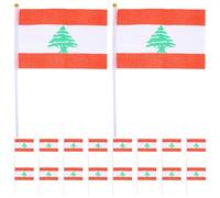 20 Pièces Mini Drapeau Libanais avec Tige, Polyester et Plastique | Impression Vive et Nette, Prise en Main Confortable, Décor Simple pour Fêtes Nationales et Affichage Patriotique