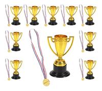 20 Pièces Mini Trophées Dorés,Medaille Enfant,Médailles du Gagnant en Plastique,Médailles de Récompense,avec Rubans de Cou,pour