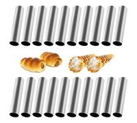 20 Pièces Moules à Crème en Acier Inoxydable, Cannoli Moule Cannoli Tube Moules Tube Tube Moules Crème pâtissière Moules à Pâtisserie Tube Feuilletés, Crème Glacé