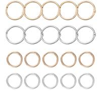 20 pièces Mousqueton Rond Alliage Zinc de 25 Mm, Mousquetons Anneau Fendu a Ressort, Mousqueton Sac a Ain, Anneau Porte Clé, Anneau Torique pour Porte-Clés, Sac, Portefeuille, Bricolage, Artisanat