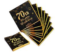 20 Pièces Noir Or Serviettes Papier,Serviettes Joyeux 70ans Anniversaire,Serviette de Table Papier 3 Plis 30cmx30cm, Fête Anniversaire pour Homme Femme Decoration
