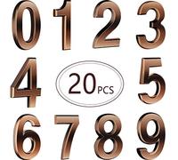 20 Pièces Numéros de Maison de Porte Auto-Adhés Numéros d'Adresse de Rue pour Signes de Boîte aux Lettres, 0 à 9 (Bronze, 3 Pouces)