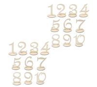 20 Pièces Numéros de Table de Mariage DIY Base, en Bois Beige | Chiffres Décoratifs, Rangement Pratique, pour Fête et Divers Emplacements