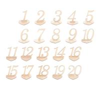 20 Pièces Numéros de Table pour Mariage, Cœur en Bois | Plaque Khaki, Design Classique Simple, pour Anniversaires et Fête D’anniversaire, Numéro Debout