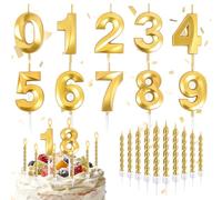 20 Pièces Or Bougies Anniversaire, Bougies-Chiffres D’anniversaire 0 à 9