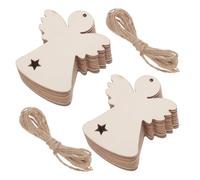 20 Pièces Ornements D’ange en Bois Brut à Peindre, Suspendus pour | Surface Lisse, Trou Prépercé avec Ficelle, Décorations Personnalisées pour Fêtes, Présents et Ateliers Créatifs
