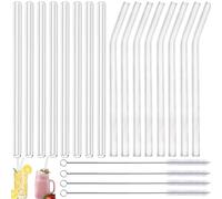 20 Pièces Paille Cocktail Paille Bubble Tea Pailles Bouclées en Verre Paille Reutilisable Adaptées aux Smoothies Milkshakes Jus de Fruits Lait thé Sodas et Autres Boissons