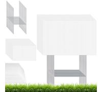 20 Pièces Panneaux de Jardin Blancs avec Piquets - Panneaux Extérieurs en Plastique Alvéolaire 41 x 30 cm avec Supports Métalliques en H, pour Location, Vide-Grenier, Fléchage, Mariage, Fête