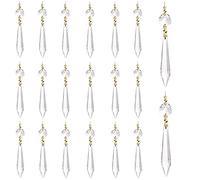 20 Pièces Pendentif Cristal Glace Décoration Pampilles Mariage Verre Octogonal chaîne Pampilles pour Rideau Lampe Vase Jardin Fête Noël Mariage Décor 38mm
