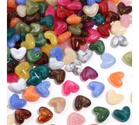 20 pièces Perles de cœur en acrylique tie-dye, double couleur, design à trou droit, dégradé rêveur, matériaux de fabrication de bijoux DIY pour bracelets, colliers, boucles d'oreilles, artisanat, sang