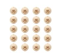20 Pièces Perles en Bois à Empreinte de Pas, Grosses | Grand Trou, Surface Lisse, Légères, pour Bracelet et Boucle D’oreille, Teinte Beige