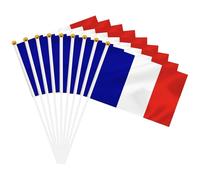 20 Pièces Petit Drapeau Français sur Hampe, 14 x 21 cm Mini Drapeaux France à la Main pour Supporteur, Décoration de Fête Nationale, Événements Sportifs, Football et Célébrations