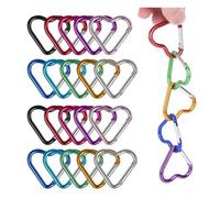 20 Pièces Petit Mousqueton, Coeur Mousqueton en Aluminium, Mousqueton Porte Clés, Durable Mini Mousqueton de Couleur pour Camping,