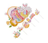20 Pièces Pics Décoratifs pour Vase de Pâques Œuf Lapin en Papier
