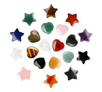 20 Pièces Pierres Porte-Bonheur Cœur et Étoile, Ensemble de Pierres Précieuses Naturelles Cristaux de Guérison, Pierres Chanceuses pour Guérison Reiki, pour Méditation de Thérapie par les Cristaux