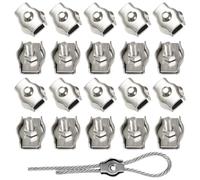 20 Pièces Pince Câble Métallique,Serre-Câble M3,Clips de Câble en Acier Inoxydable Pour Câble D’Acier 3mm,Simplex Clips pour Corde à Linge, Auvent, Fixation de Câble Métallique