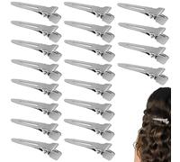 20 Pièces Pince Crocodile Cheveux,1,8 pouces Métal Argent Pinces à Cheveux avec Boîte de Rangement, Pinces à Cheveux Alligator Vurl pour Salon de Coiffure DIY