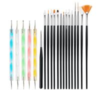 20 Pièces Pinceau Nail Art Ongles, Pinceau Ongle Gel avec Dotting Tool,Pinceau Gel UV Construction,Pinceau Acrylique Ongle Pinceau Liner Nail Art Pour DIY Nail Art Designs-Noirs