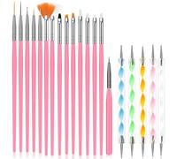20 Pièces Pinceaux à Ongles Professionnels - Kit Pinceau Gel UV, Nail Art, French Manucure et Deco Ongle avec Manche Brillant pour Designs 3D et DIY