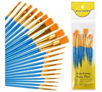 20 Pièces Pinceaux Peinture,Lot de Pinceaux Nylon Professionnels,pour Artistes,Adultes Et Enfants(Bleu)