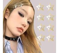 20 pièces Pinces à cheveux en forme d'étoile, Barrettes à pression style Y2K années 2000 antidérapantes, Accessoires de cheveux en métal doré convenant aux filles et aux femmes pour un style de rue Ta
