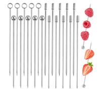 20 Pièces Pique Aperitif, Brochettes Cocktail, Pic Aperitif, Bâtonnets De Fruits, 11cm, Acier Inoxydable, Décoration, Utilisé Pour Les Fruits, La Viande, Cocktails, Fêtes , Anniversaires (Argent)