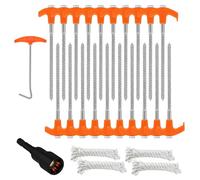 20 Pièces Piquets de Tente en Acier, Piquet de Tente a Visser avec Filetage, Piquets de Roche pour Le Camping et l'extérieur - Crochets de Tente pour Sol Dur et Bois