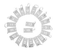20 Pièces Plaques Numérotées, Pendentif Numéro Ajouré | Anneaux Porte-clés Inclus, Finition Polie, Format Rectangulaire, Repérage Rapide pour Casiers et Bacs