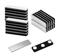 20 pièces Plaques signalétiques magnétiques, arrière magnétique de plaque signalétique forte avec 3 aimants en néodyme pour porte-badge d'identification (noir)