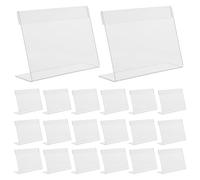 20 Pièces Porte-affiche de Bureau, Présentoir L | Design Vertical en L, Fente pour Carte, Surface Claire, pour Cartes D’instruction et Étiquettes Alimentaires