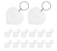 20 Pièces Porte-clés Cadre Photo Cœur en Acrylique et Fer | Insertion Facile de Photo, Format Compact, Bords Lisses Arrondis, Lot pour Créations de Saint Valentin